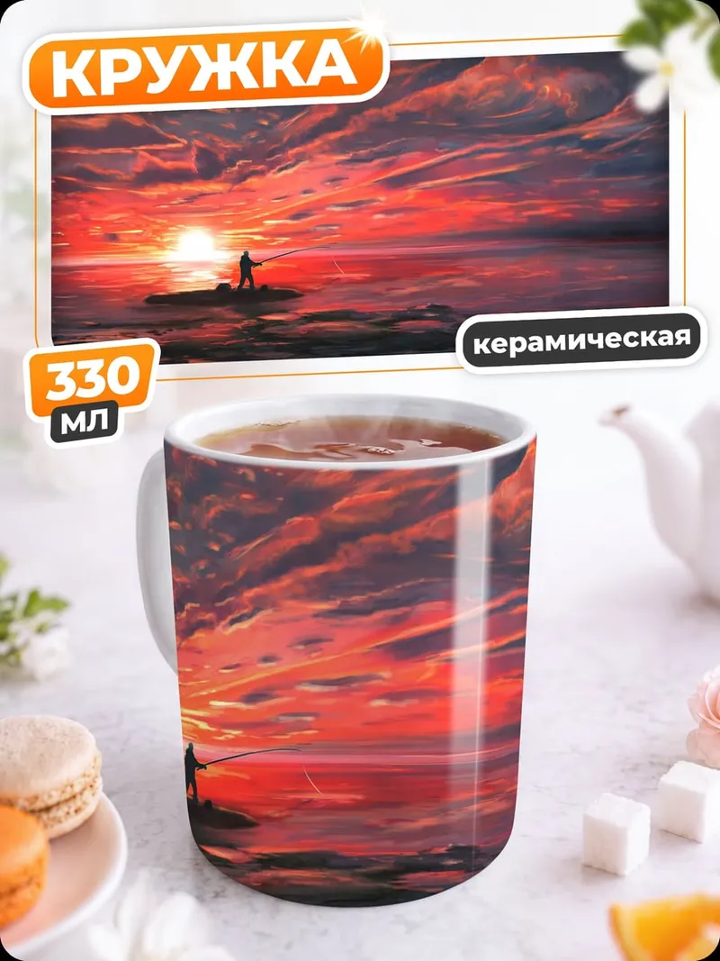 Кружка керамическая Закат над морем
