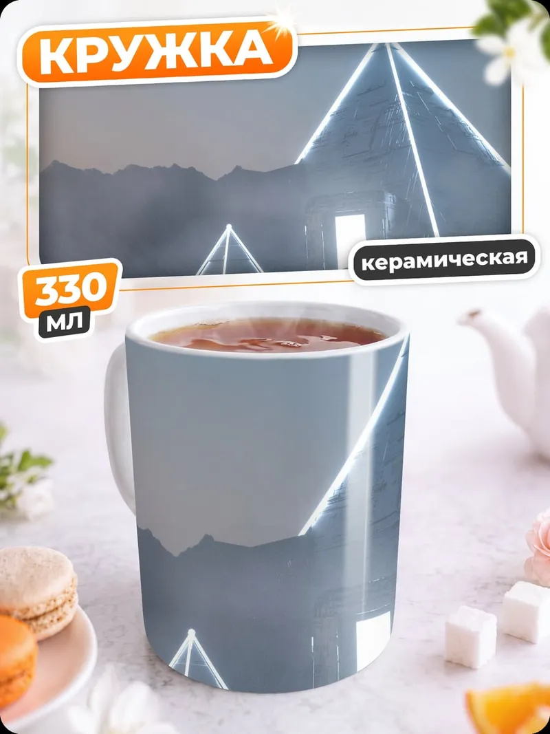 Кружка керамическая Неоновые пирамиды