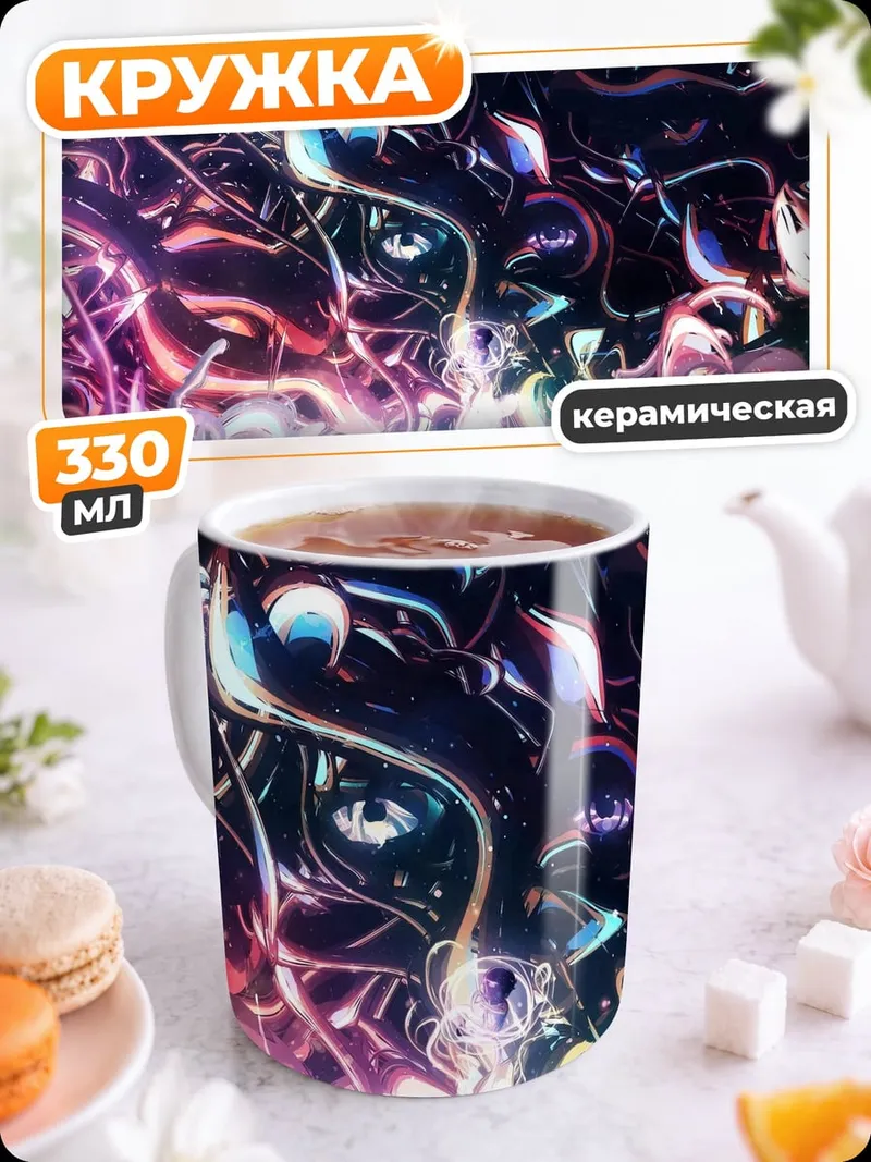 Кружка керамическая Абстрактные неоновые формы