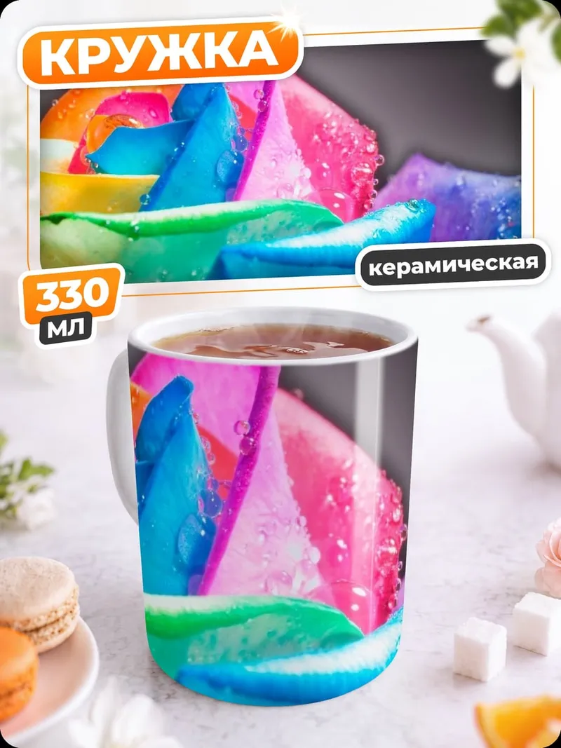 Кружка керамическая Радужная роза