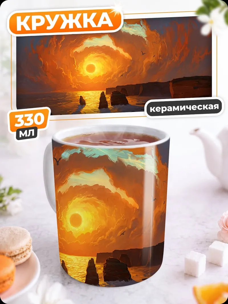 Кружка керамическая Закат над морем