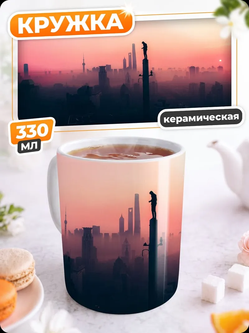 Кружка керамическая Город на закате