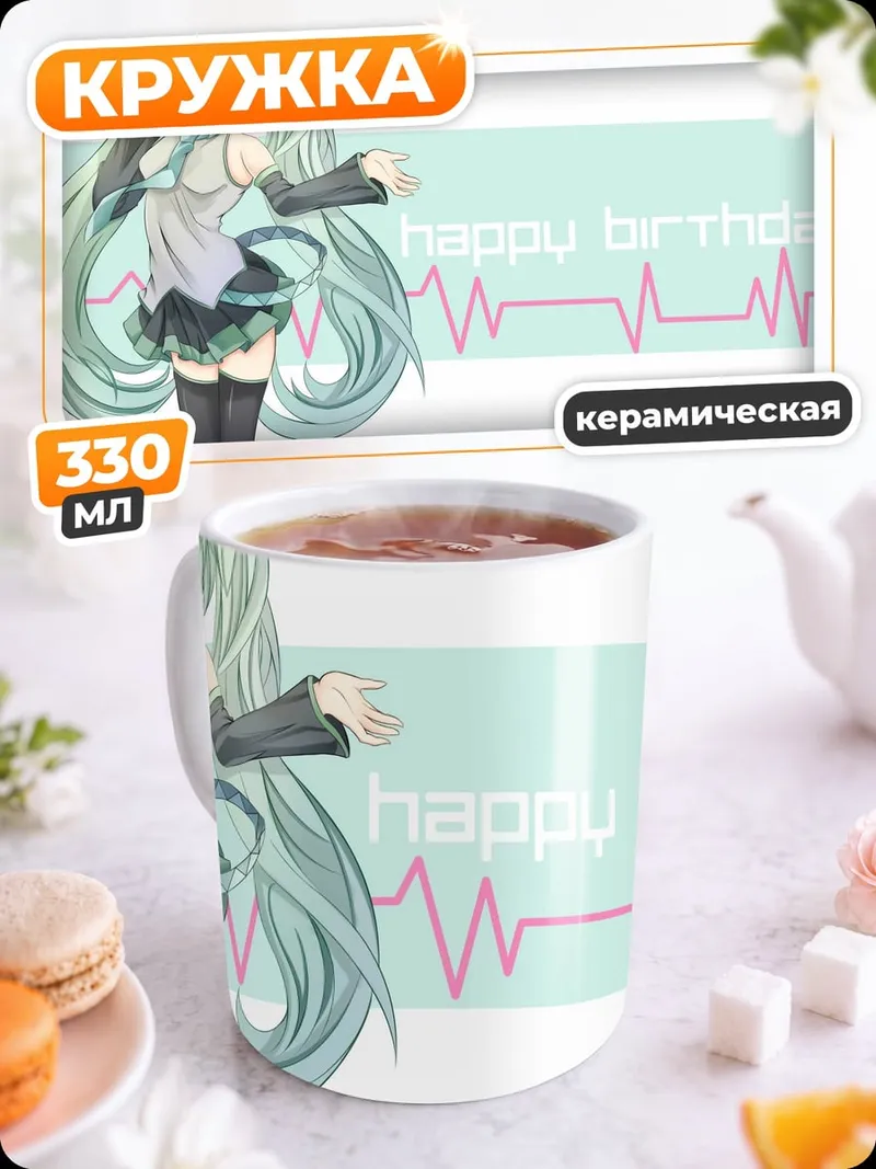 Кружка керамическая Мику с днем рождения
