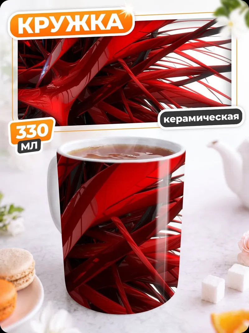 Кружка керамическая Красная абстракция