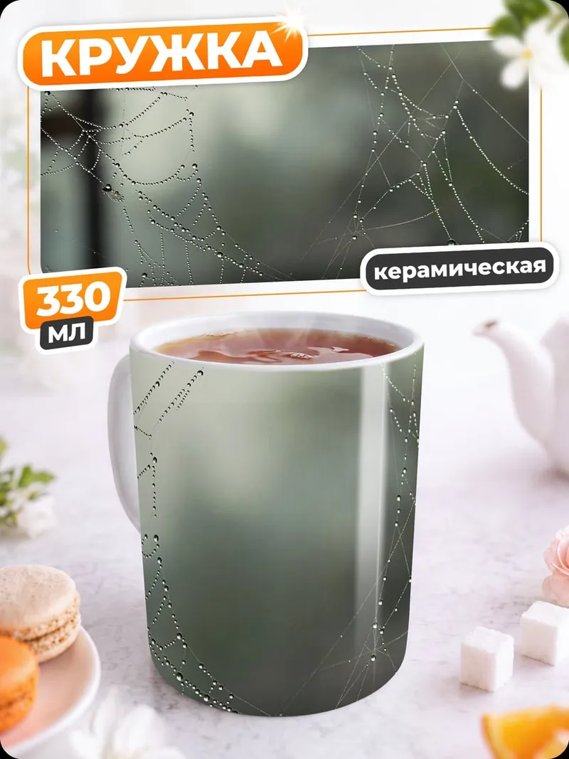 Кружка керамическая Паутина с каплями