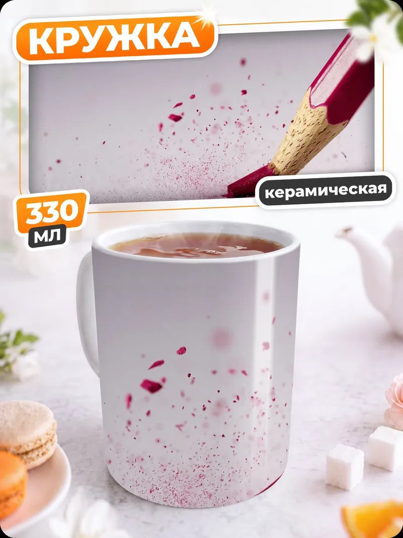Кружка керамическая Красный карандаш рисует