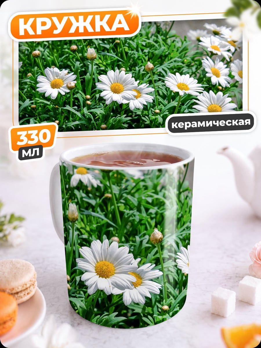 Кружка керамическая поле ромашек