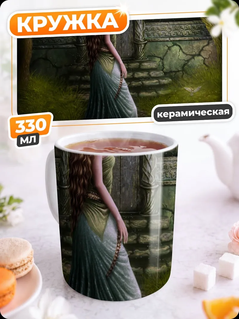Кружка керамическая Лесная фея с лисой