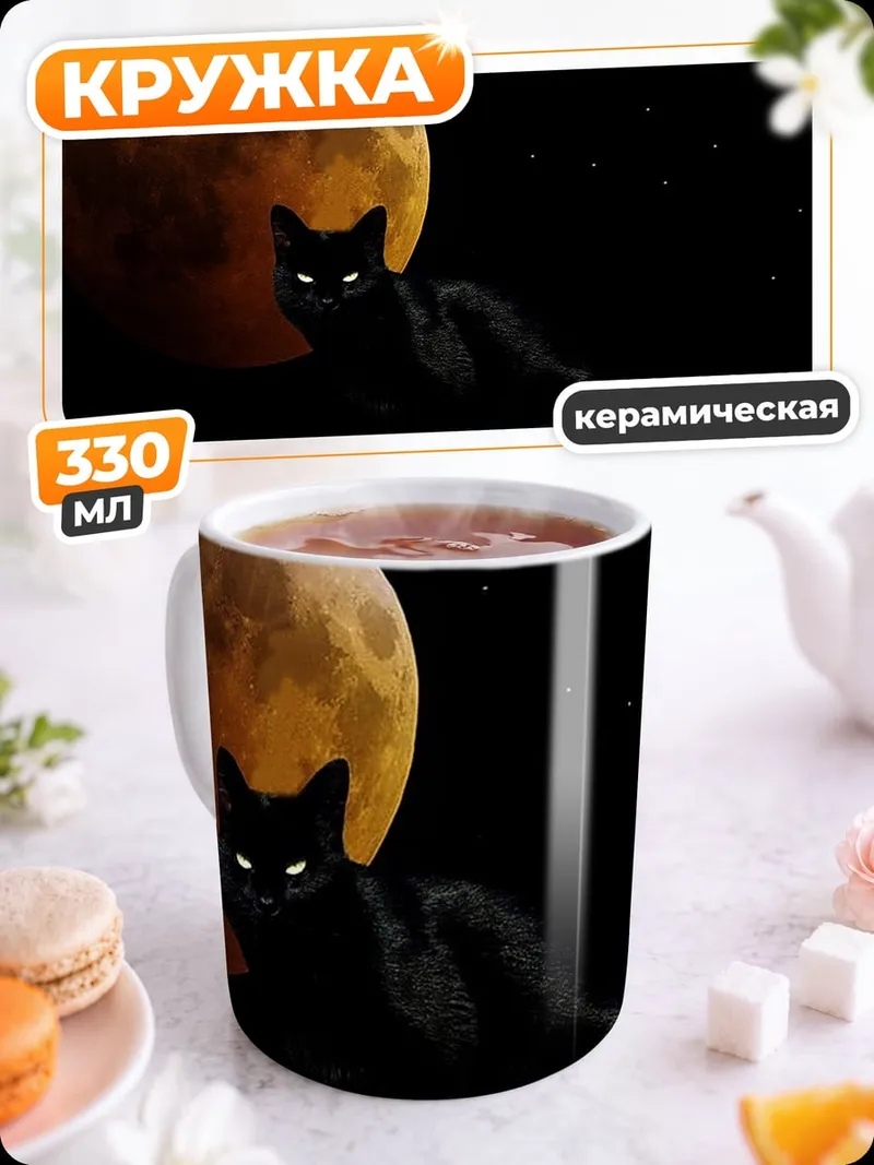 Кружка керамическая Черный кот