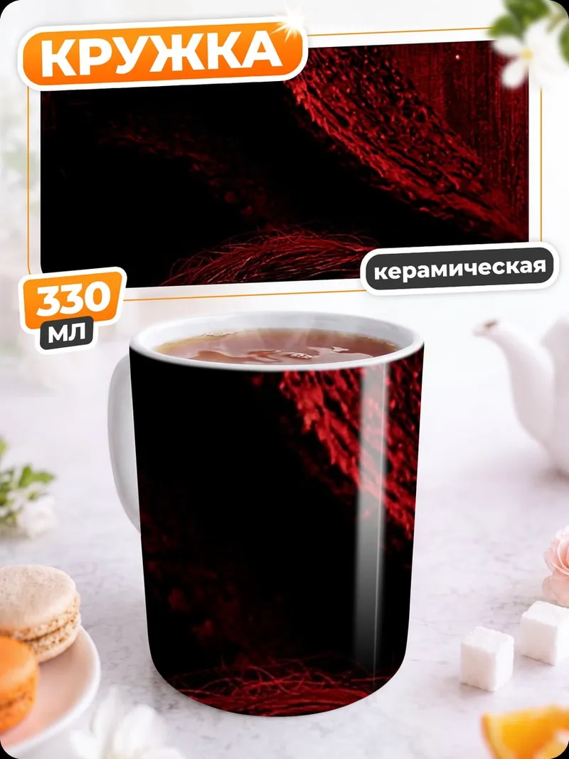 Кружка керамическая персонаж красные тона
