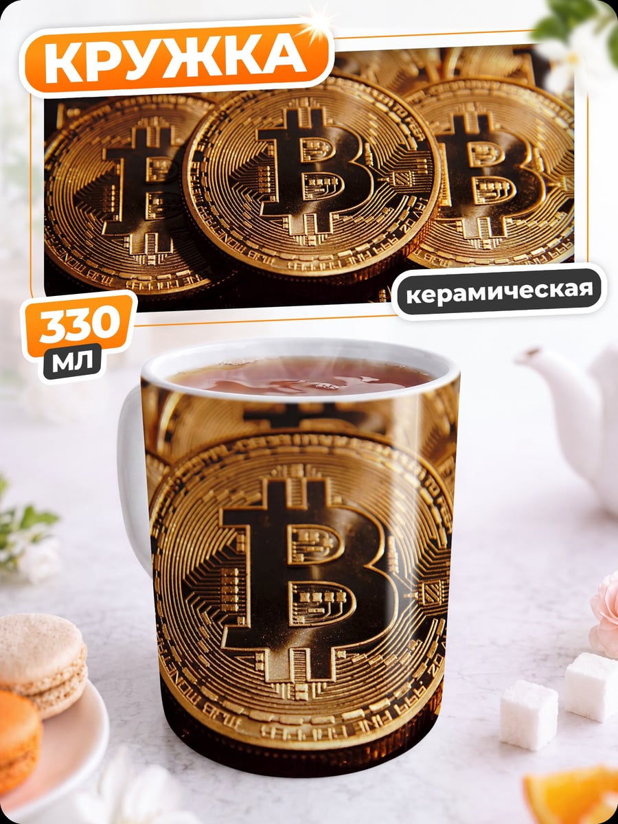 Кружка керамическая биткоин монеты