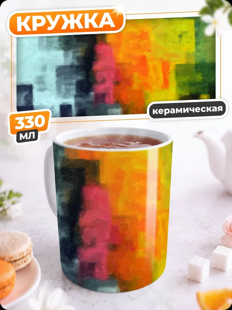 Кружка керамическая пиксельная абстракция