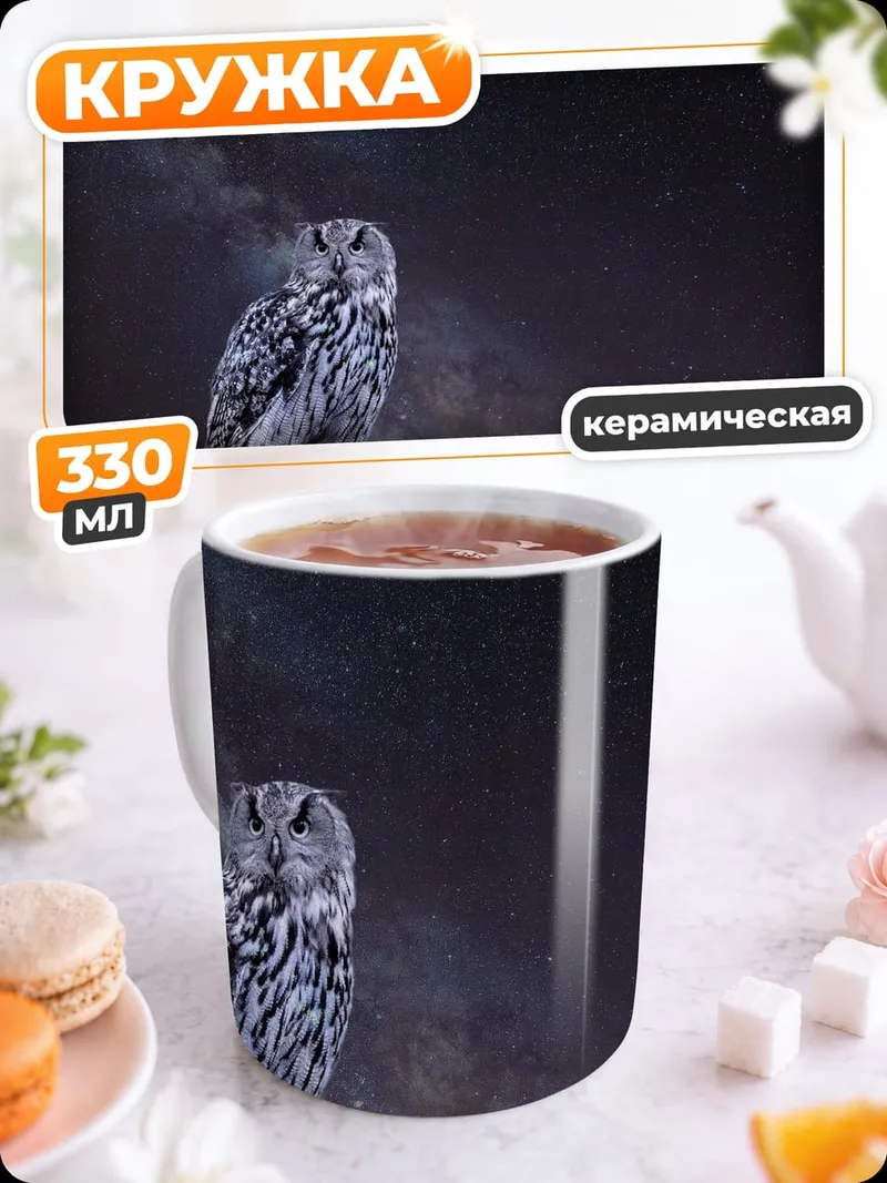 Кружка керамическая Сова под звездами