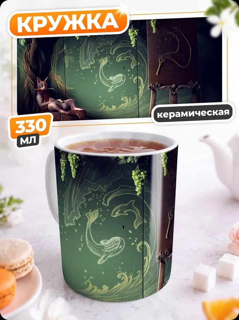 Кружка керамическая Лесная нимфа с ушами