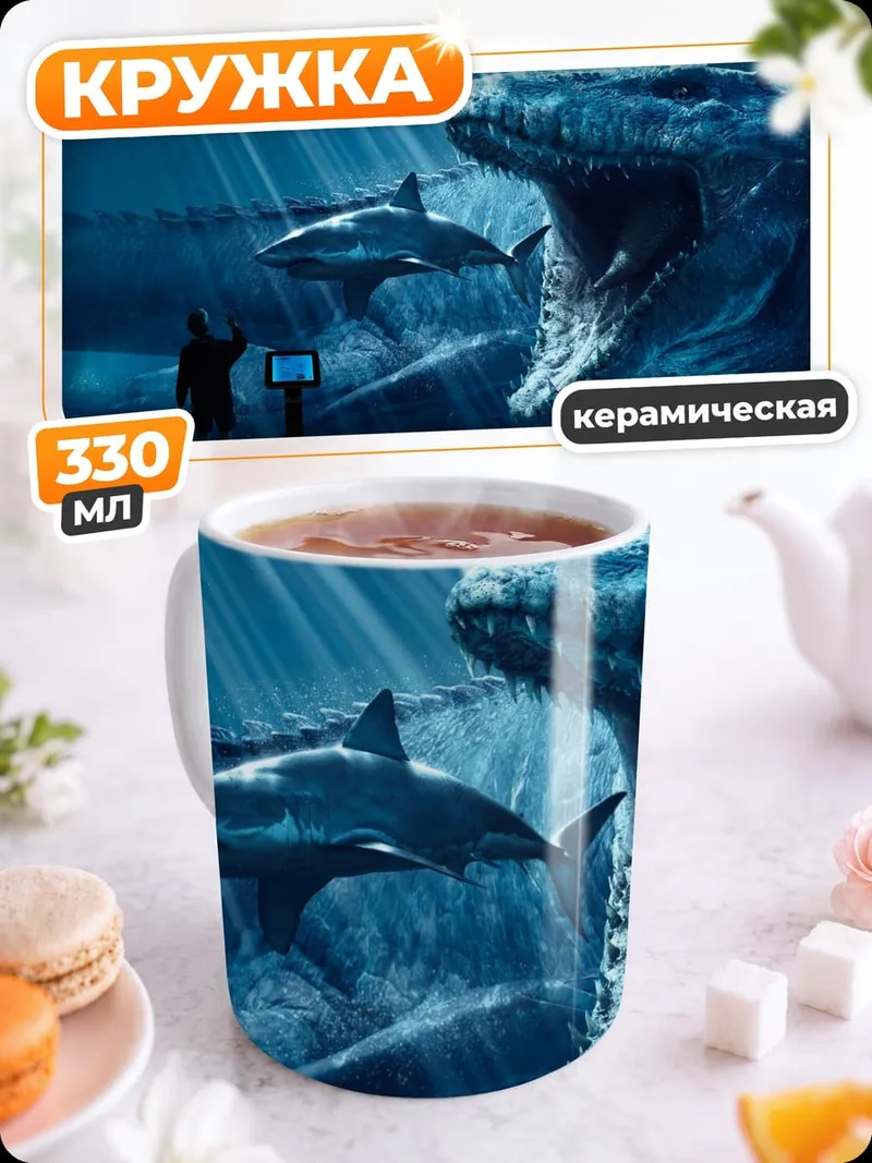 Кружка керамическая Морские чудовища в аквариуме