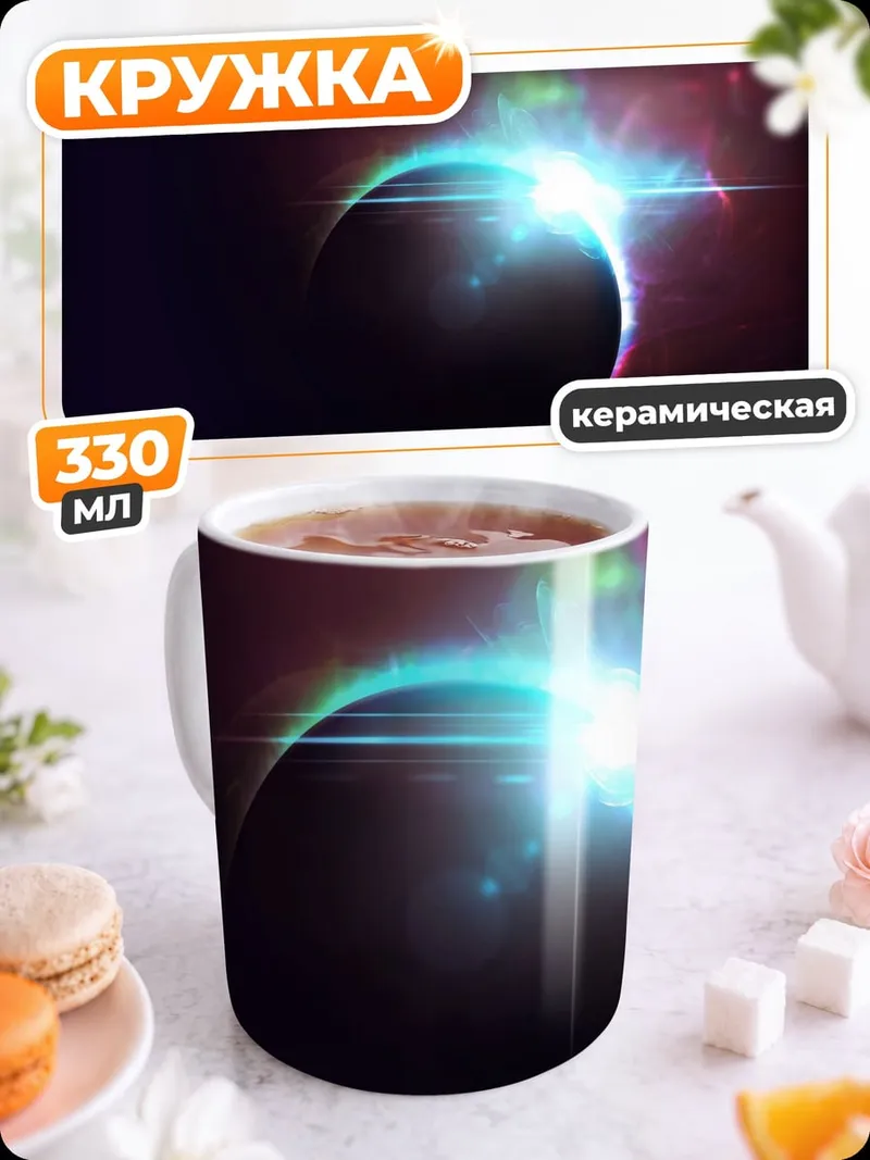 Кружка керамическая космический закат планета