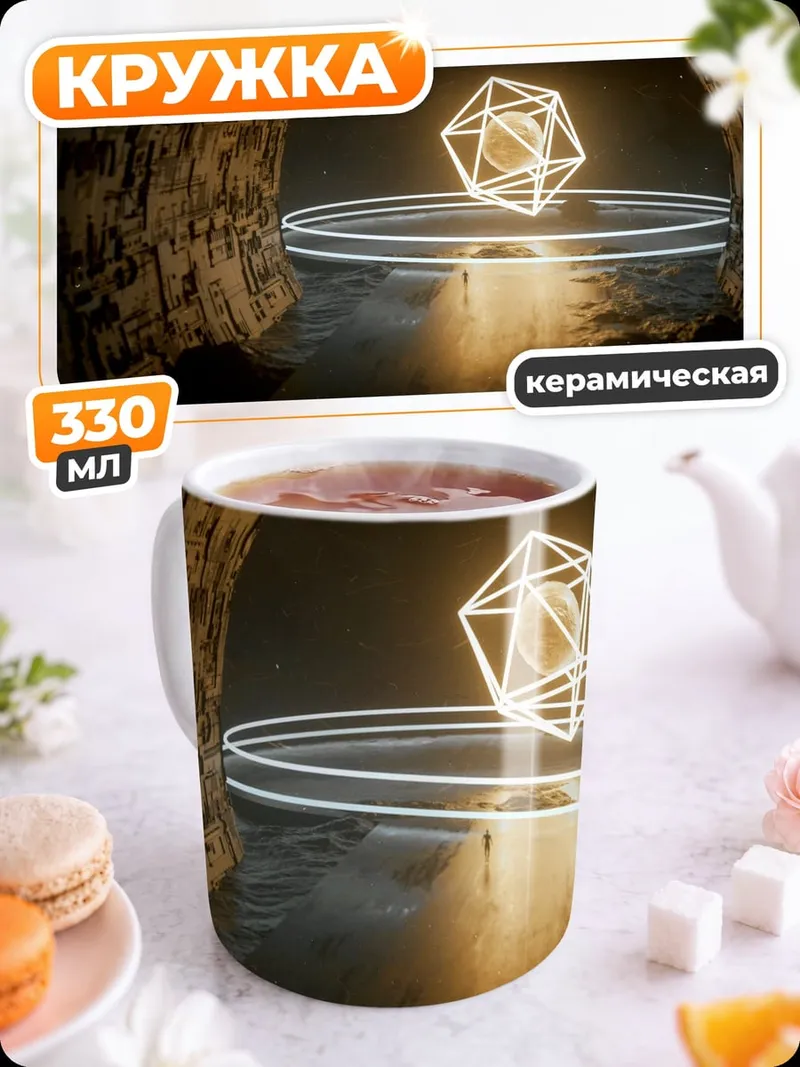 Кружка керамическая Геометрическая сфера в пещере
