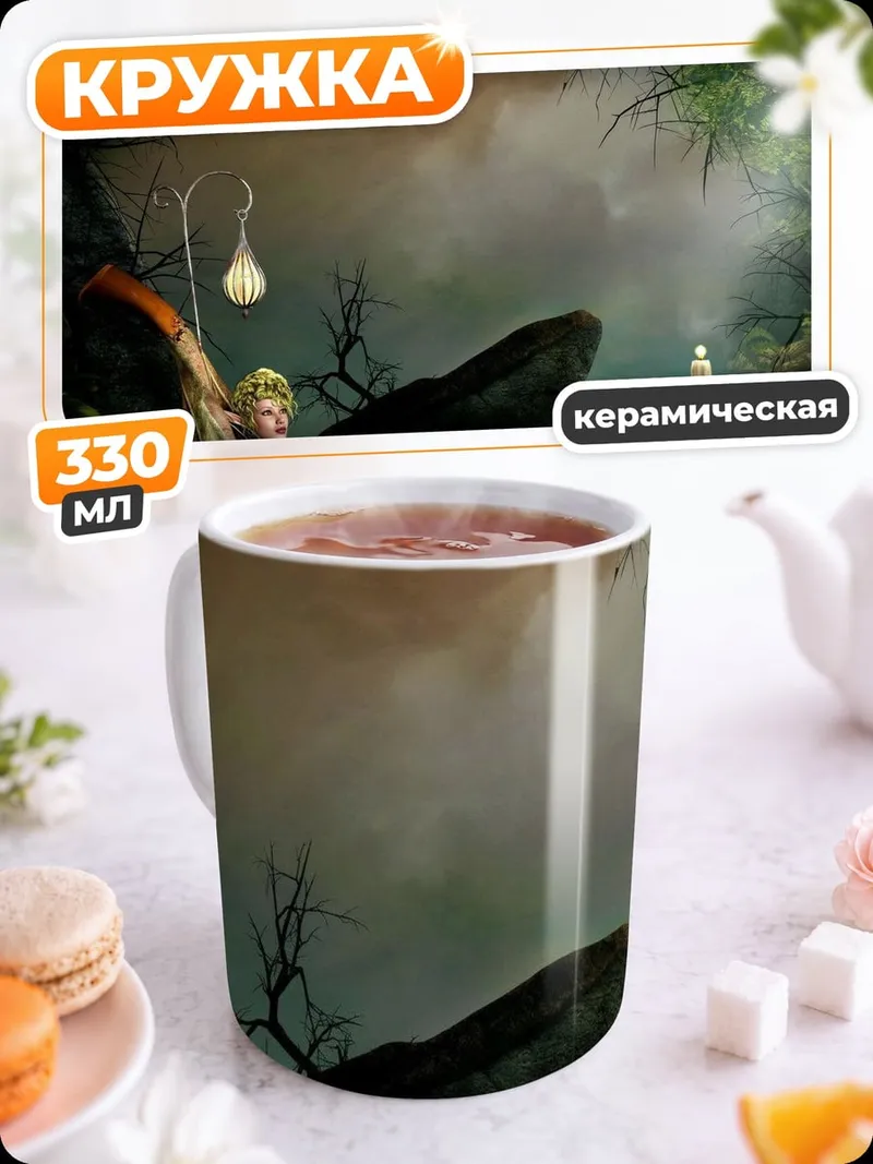 Кружка керамическая Лесная нимфа в ванне