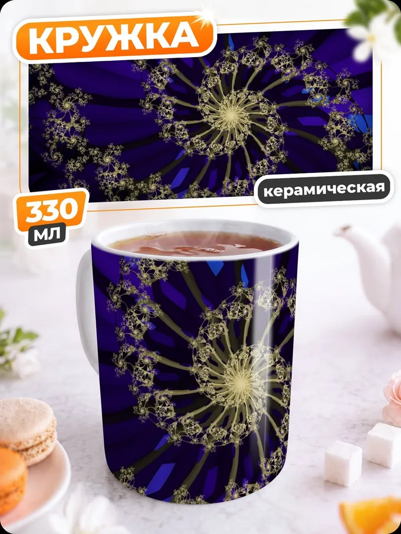 Кружка керамическая Синяя спираль