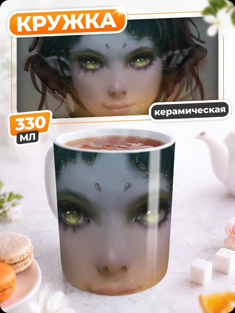 Кружка керамическая Эльфийка с магией