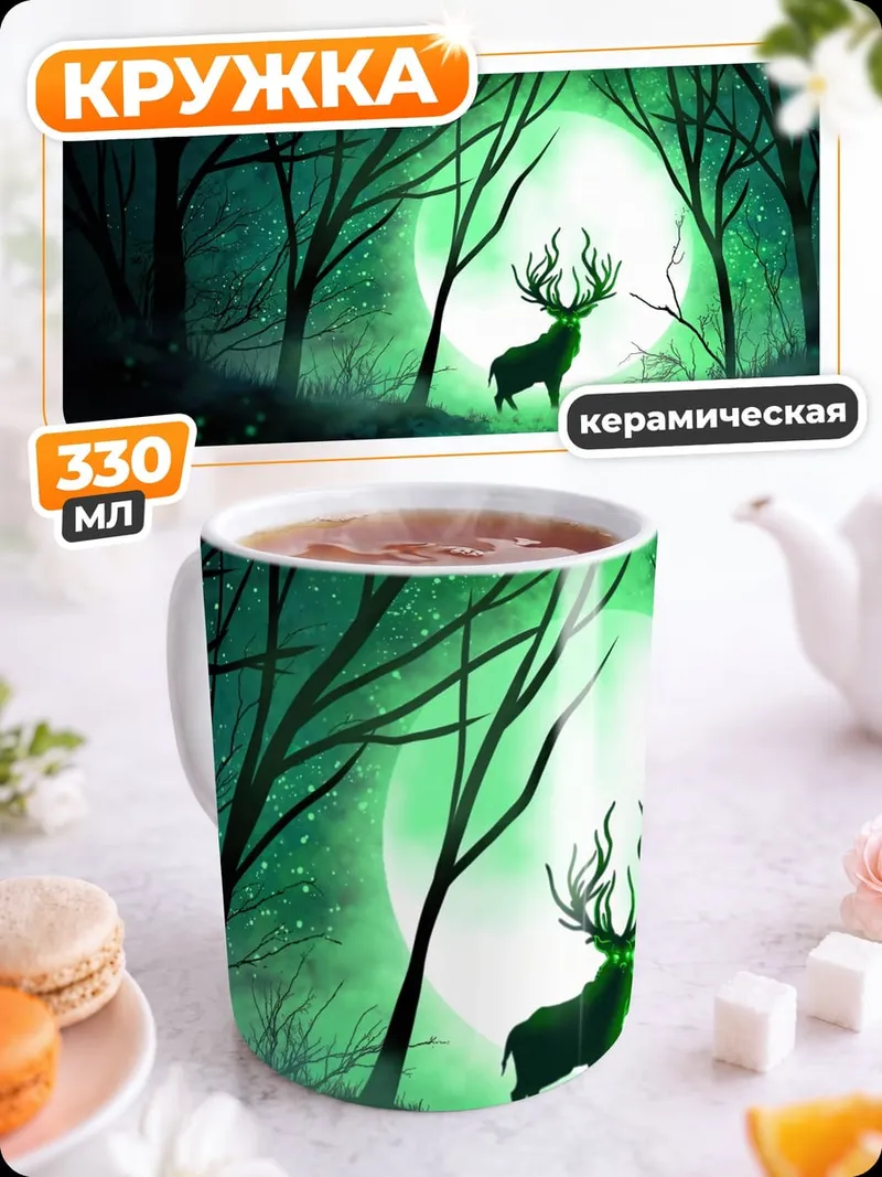 Кружка керамическая Лесной олень лунный