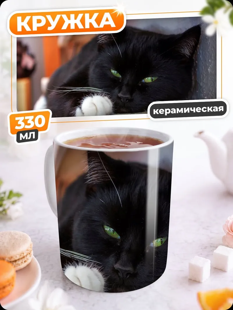 Кружка керамическая Черный кот