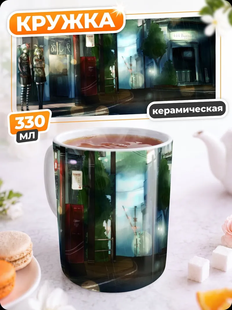 Кружка керамическая городская улица ночью