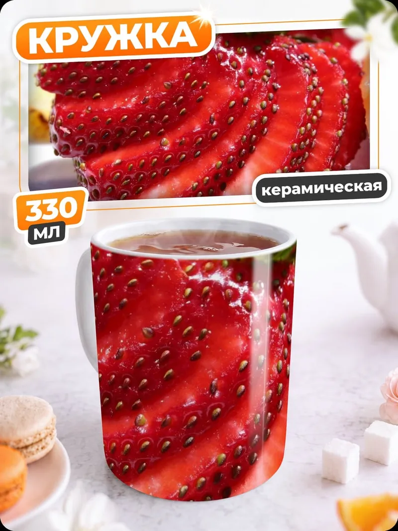 Кружка керамическая Клубника спиралью