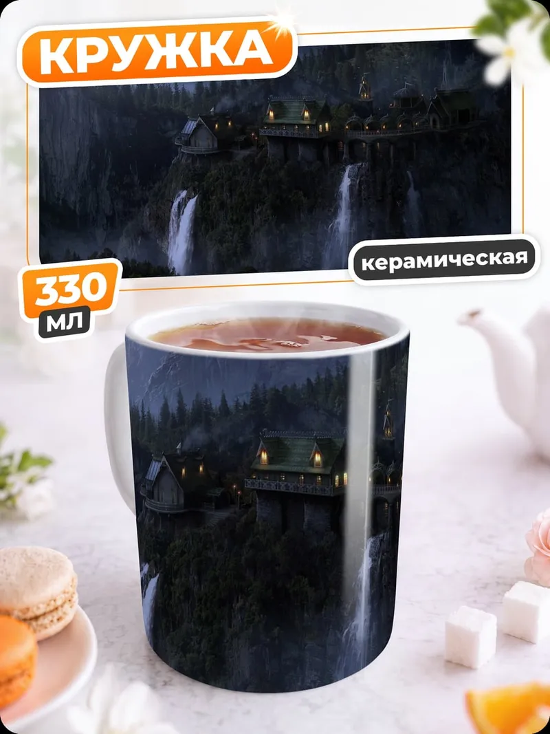 Кружка керамическая горный водопад