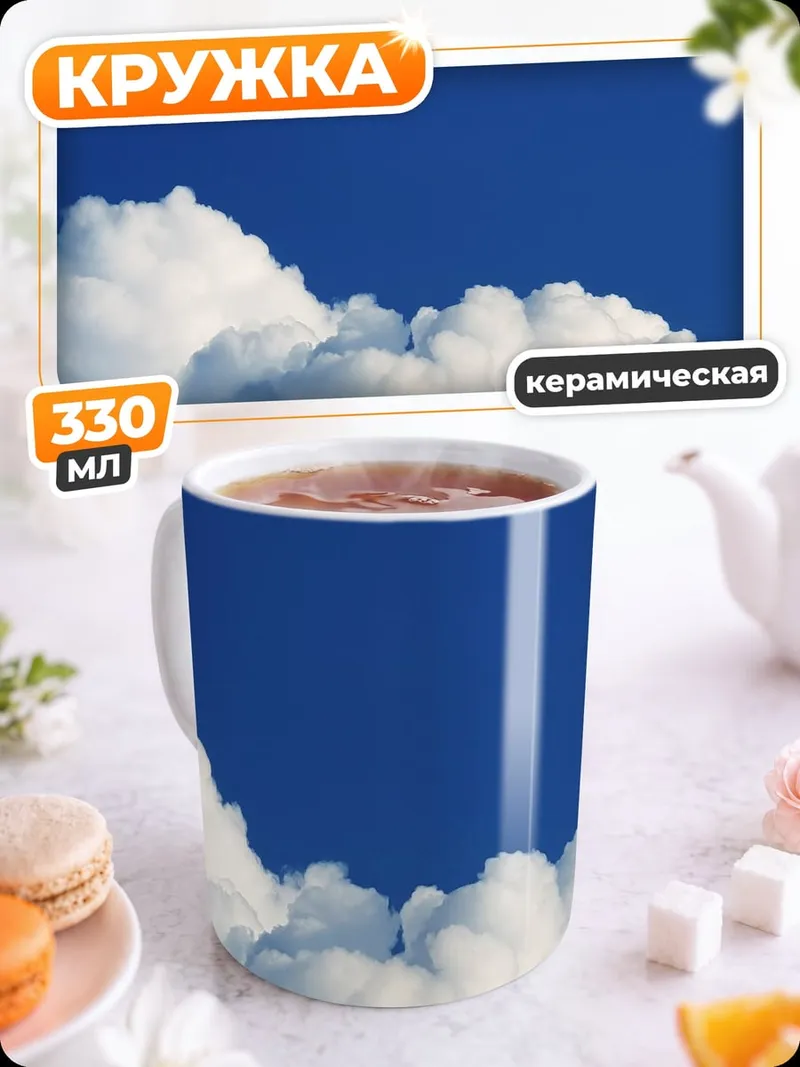 Кружка керамическая Пушистые облака на небе