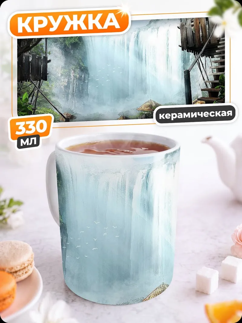 Кружка керамическая тропический водопад