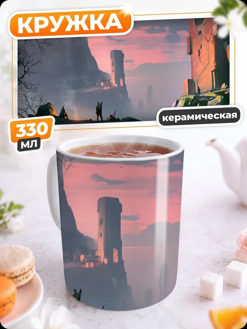 Кружка керамическая заброшенная башня