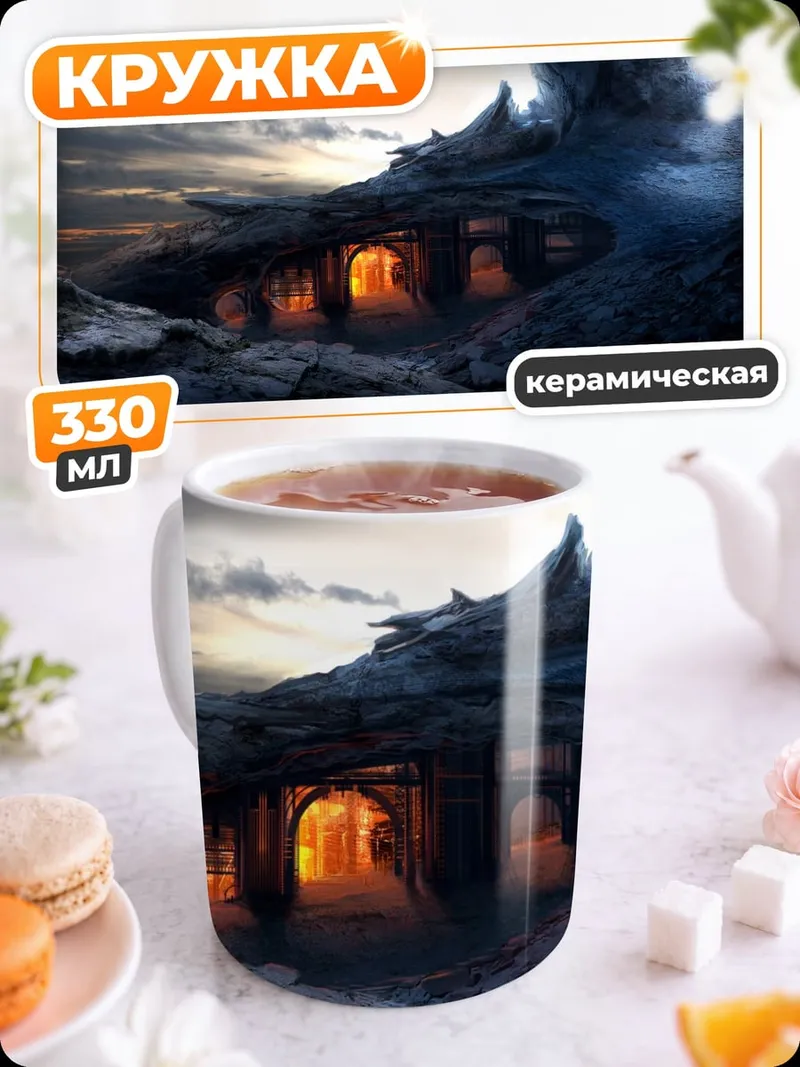 Кружка керамическая Пещера с огнями