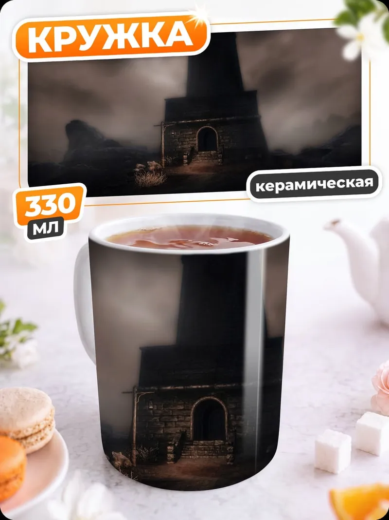 Кружка керамическая Мрачная башня туман