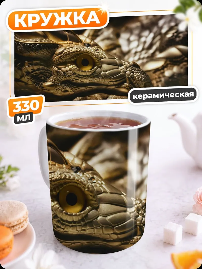 Кружка керамическая голова дракона