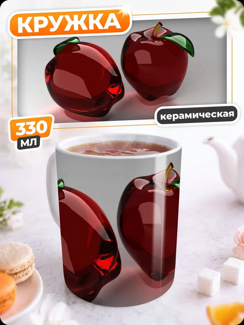 Кружка керамическая два красных яблока