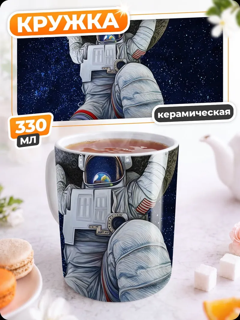 Кружка керамическая Астронавт с Луной