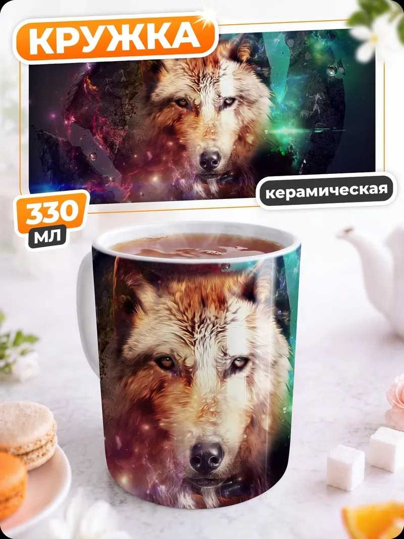 Кружка керамическая Космический волк