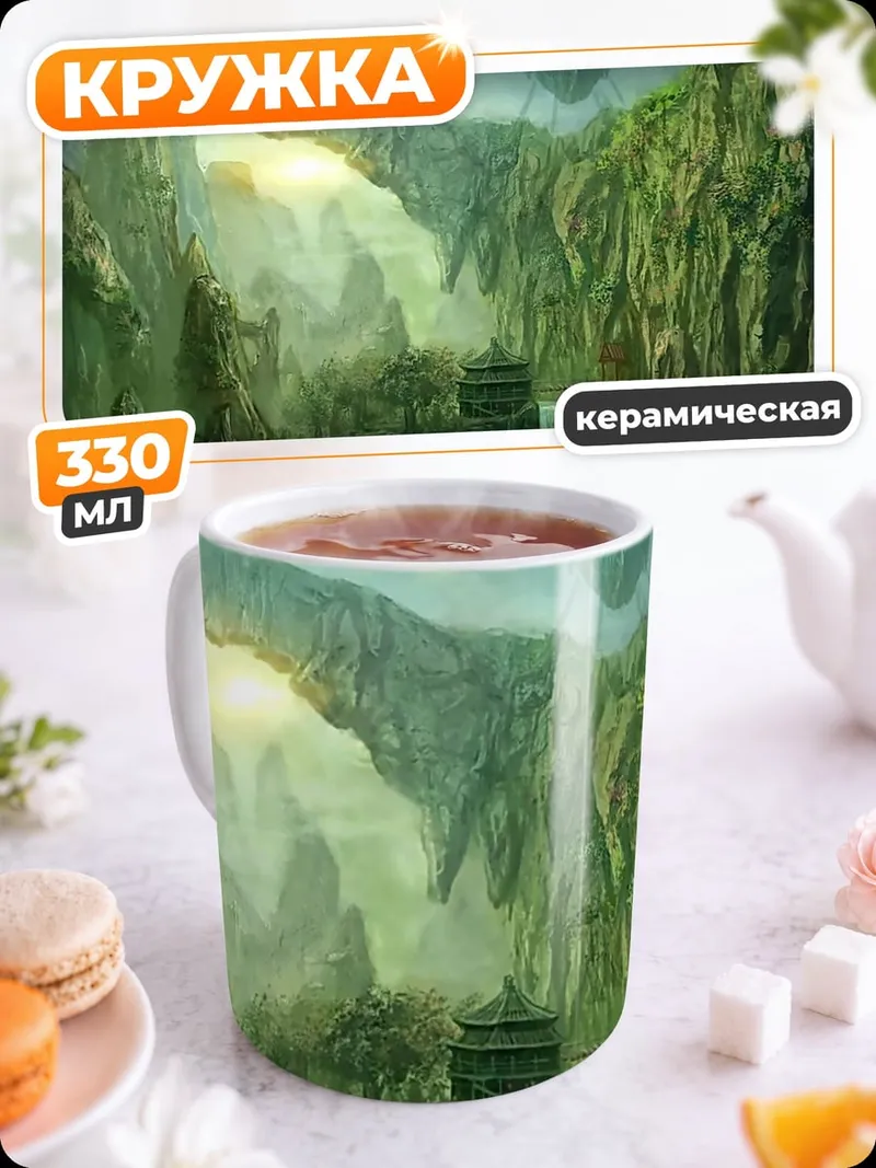 Кружка керамическая Горный китайский пейзаж