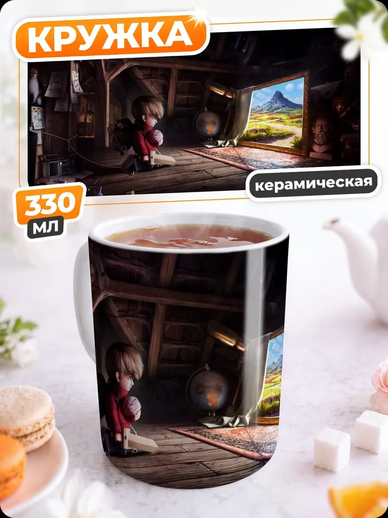 Кружка керамическая Мальчик смотрит в окно
