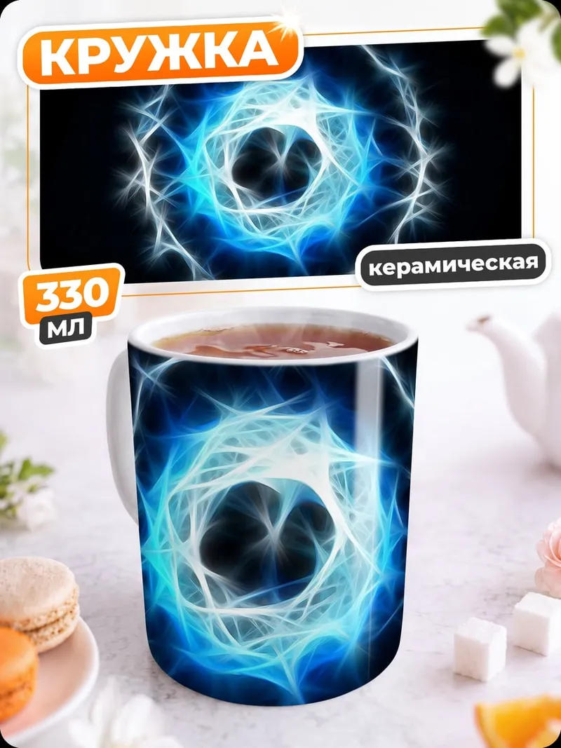 Кружка керамическая синий энергетический шар