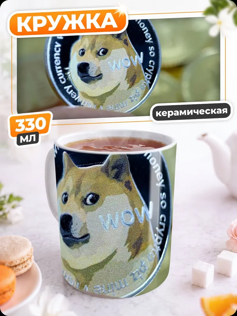 Кружка керамическая монета догикоин