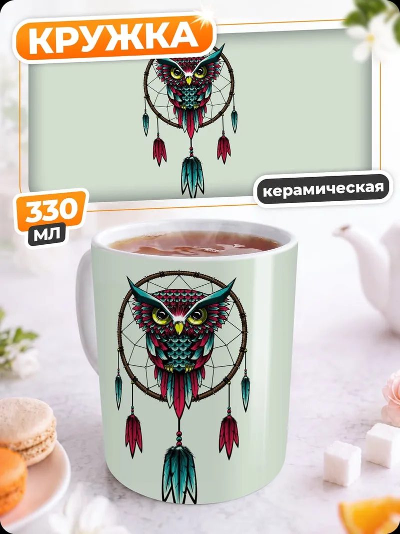Кружка керамическая Сова в ловце снов