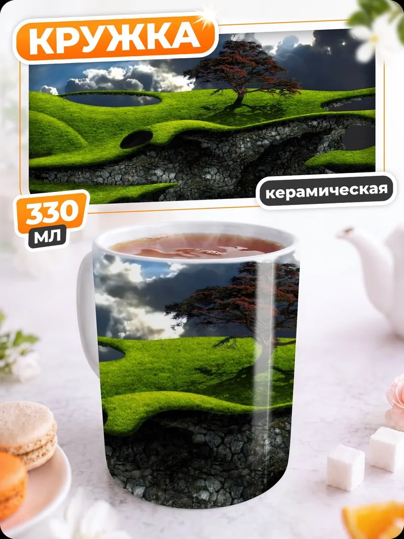 Кружка керамическая Зеленые холмы