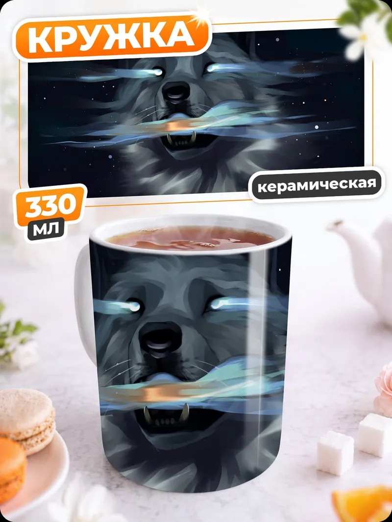 Кружка керамическая Космический волк