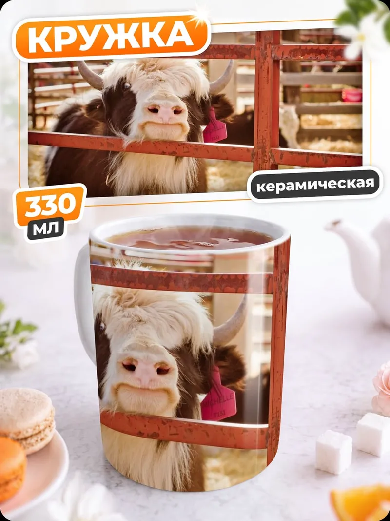 Кружка керамическая Як за решеткой