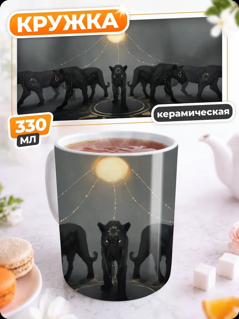 Кружка керамическая Стая черных пантер