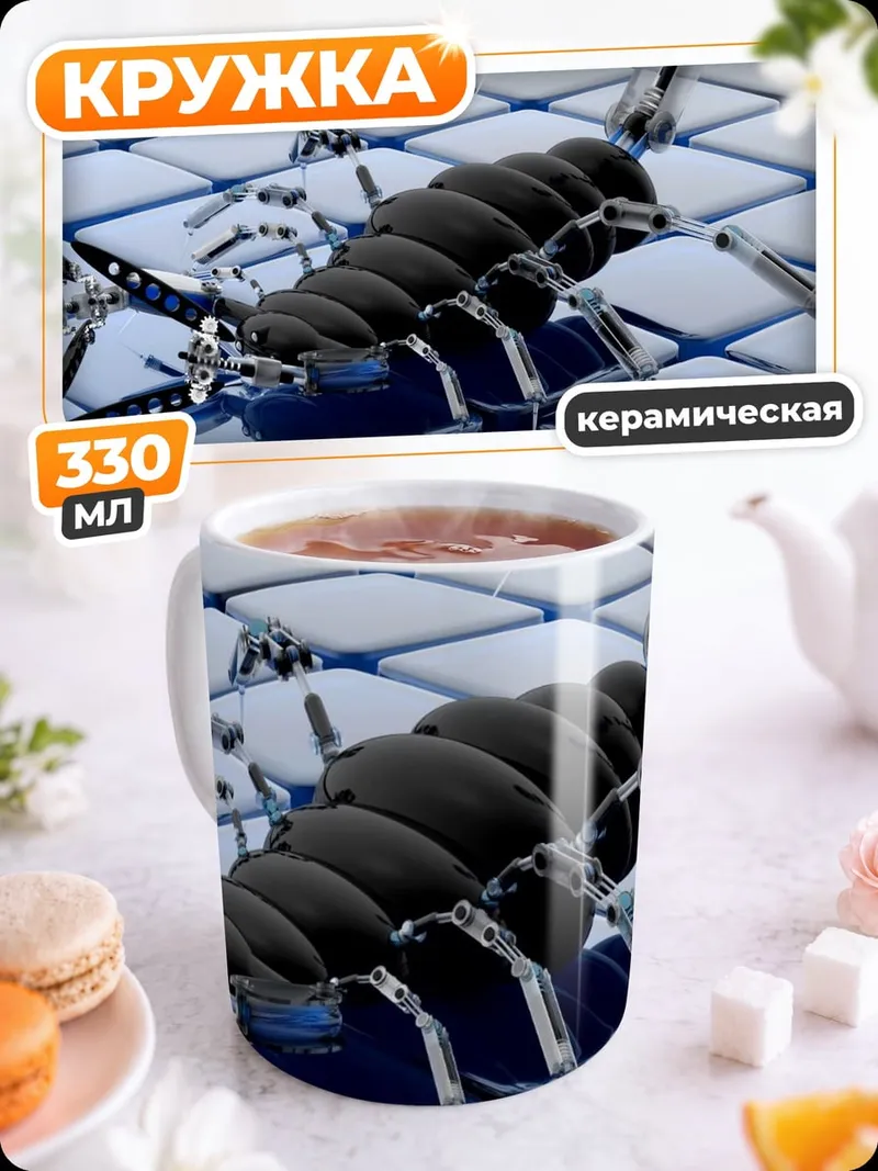 Кружка керамическая кибер скорпион