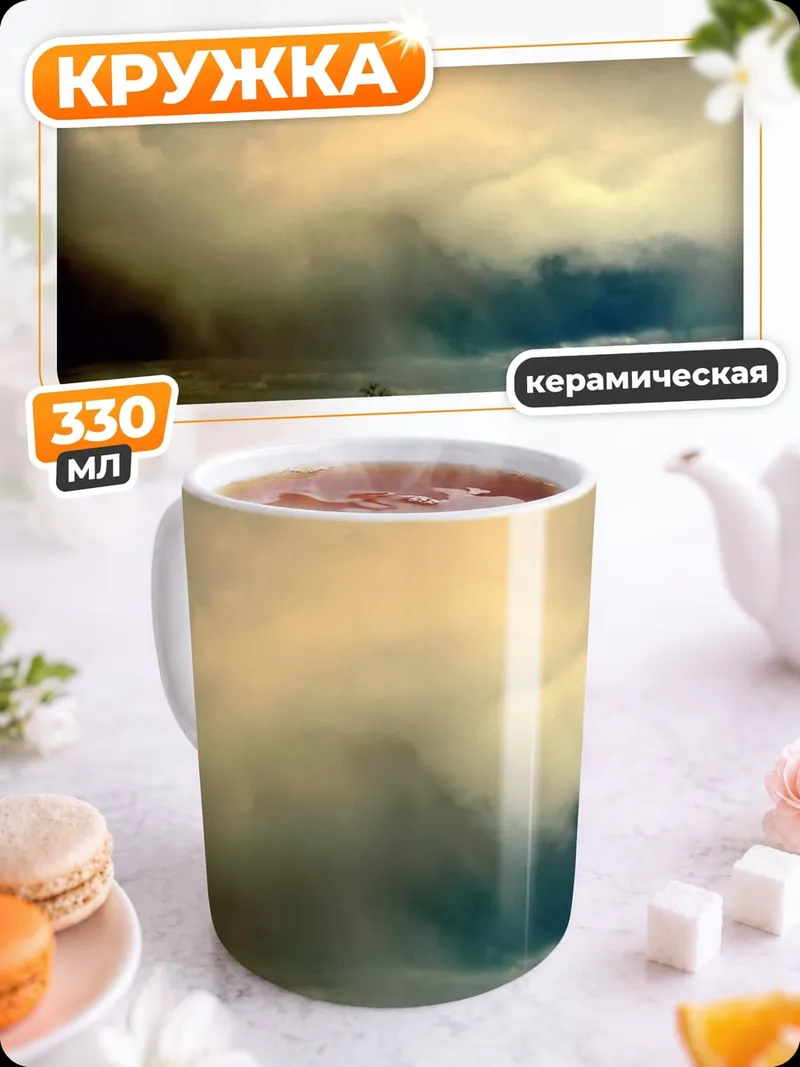 Кружка керамическая Дорога грозовые тучи