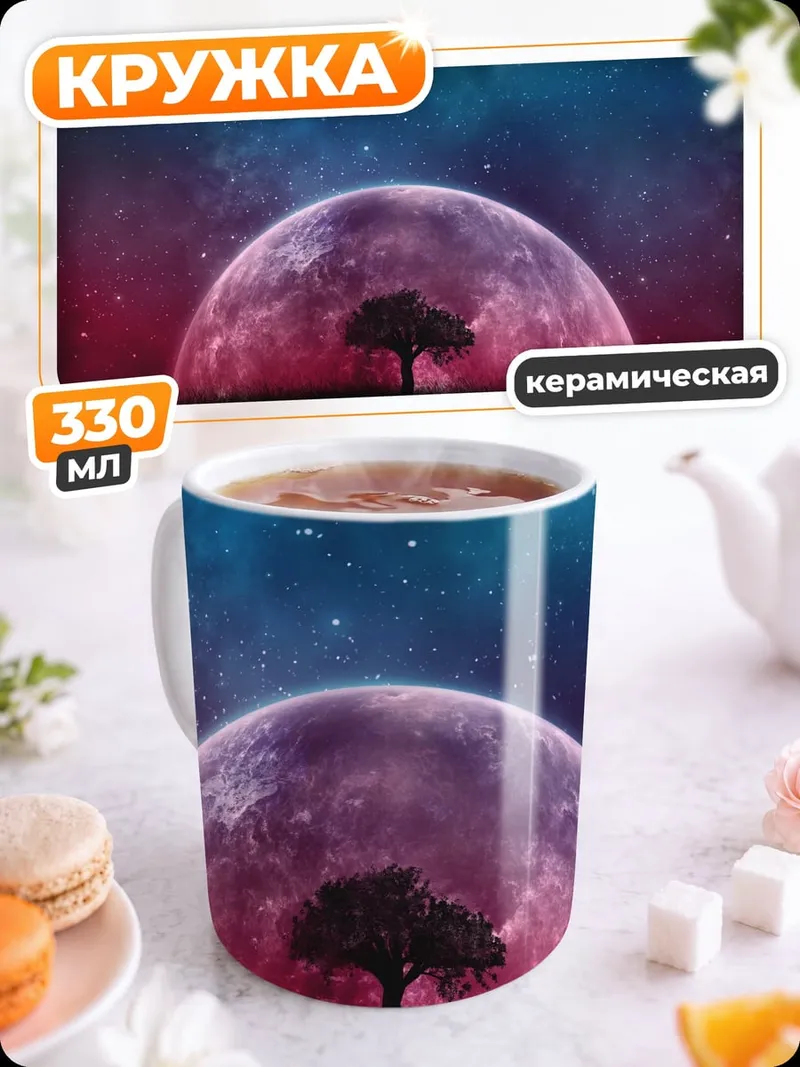 Кружка керамическая Дерево под луной